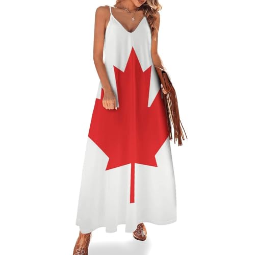 Robe maxi drapeau canadien sans manches tissu léger d'été