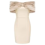 Kate Kasin Bleistiftkleid Für Frauen Vintage Bodycon Kleid Off Shoulder Mid-Thigh Cocktailkleid Light Apricot M