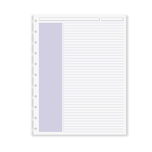 Levenger Circa Lavendar Shaded Annotation Ruled Sheets – 100 Sheets, Archive-Quality 100-gsm Paper, Left-Margin Cornell Style, Letter Size (8½″×11″) Refill for Disc-Bound Notebooks