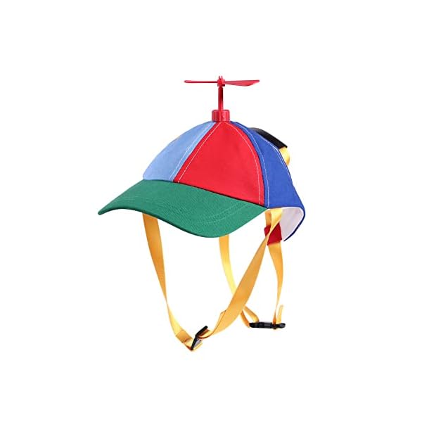 Geanbaye dog hats with funny propeller, size and rope double adjustment pet hats for small middle and large dog (iridescent) - image 4