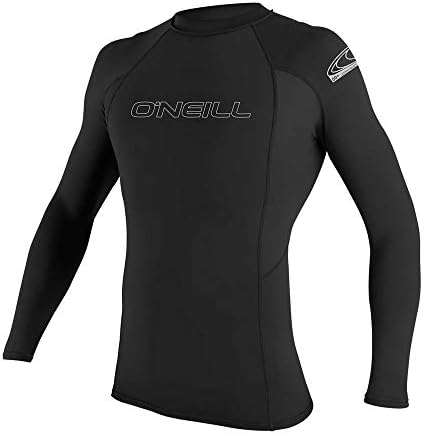 O'Neill Wetsuits Men's Basic Skins UPF 50+ Long Sleeve Rash Guard, Black, Large