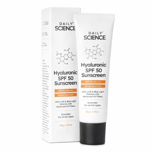 Hyaluronic SPF 50 PA++++ सनस्क्रीन | इन-वीवो टेस्ट | लाइटवेट, मैट, व्हाइट कास्ट नहीं | ऑयली, ड्राई, सेंसिटिव और कॉम्बिनेशन स्किन | महिला और पुरुष | 50