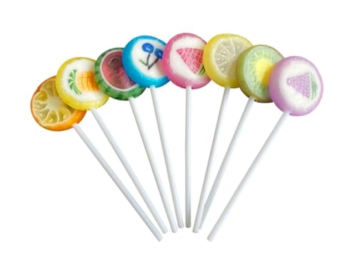 Handmade Rock Lollies 30 Stück – Individuell verpackte Fruchtbonbons mit Motiven – Süßigkeiten für Kinder, Partys & Events – Bunte Fruchtgeschmäcker