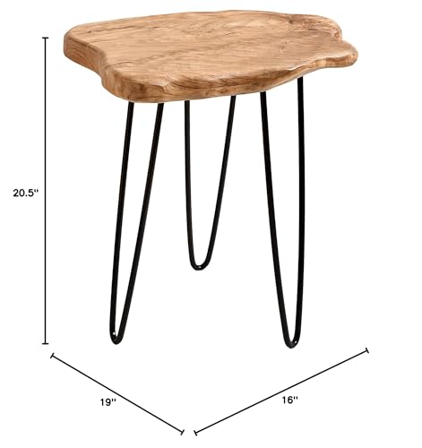 WELLAND Live Edge Cedar End Table, Unique Desktop Side Table,19" L x 16" W x 20.5" H Nightstand, Plant Stand for Living Room, Bedroom, Home Office, Patio