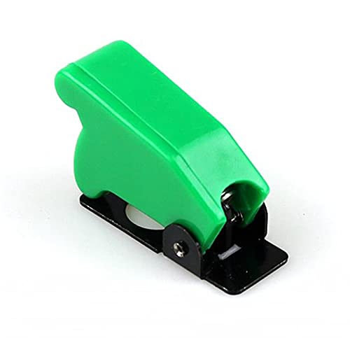 Commutateur à bascule LED 12V 20A vert avec capot type aviation pour auto