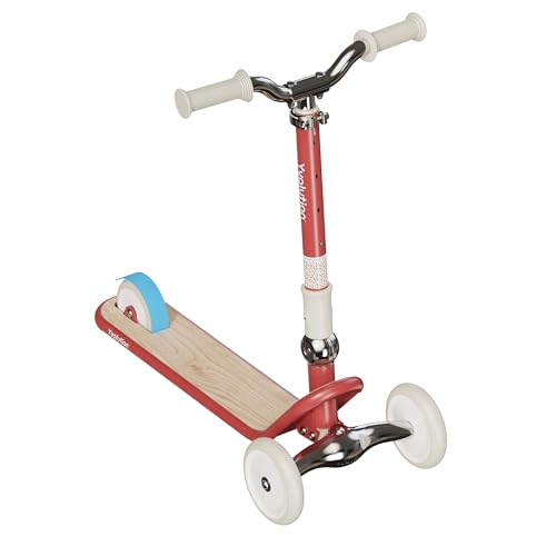 Yvolution Y Glider Classic 3-Wheel Kick Scooter for Kids – Lean-to-Steer, Adjustable Handlebar, Foldable Design – Ages 3-8, Max Weight 110lbs, Red