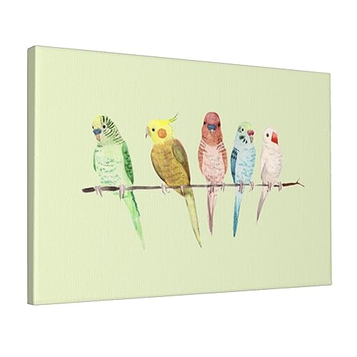 Toile perroquets colorés déco murale oiseau exotique 30x45 cm pour chambre