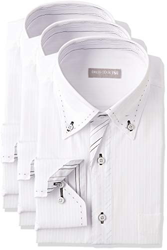 [ドレスコード101] 形態安定 ワイシャツ 長袖3枚セット 豊富なサイズでピッタリがみつかる デザイン ビジカジ おしゃれ カッターシャツ SHIRT-Z3SET メンズ SHDZ20-10 首回り37cm裄丈80cm 3枚セット