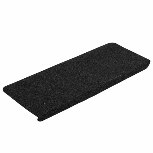 vidaXL Tapis d'Escalier Auto-adhésifs 15 pcs, Protections d'Escalier Antidérapantes, Moquettes de Marches, Couvre-marches, 65x24,5x3,5 cm Noir
