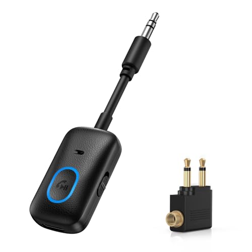 LOFICOPER Bluetooth 5.3 Transmitter Receiver, Airplane Headphone Adapter, Aux Bluetooth Adapter with Hands-Free Call, for Car, Travel Flight, Home Stereo, Wired Headphones, Speakers, TV