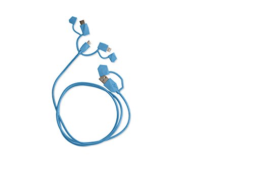 Outdoor Tech Calamari 2.0 - Lightning, USB C, & Micro USB Cable - Electric Blue