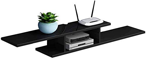 An der Wand montierte Medienkonsole aus Holz, Lagerregale, schwimmendes Regal für TV-Komponenten, 2-stufig, für Kabelboxen, Router, Fernbedienungen,