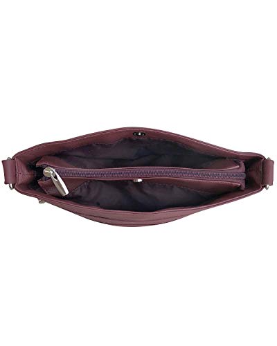 Roma Leathers Multi Pocket Body Purse - Deep Main Compartment, Adjustable Shoulder Strap - Wine4