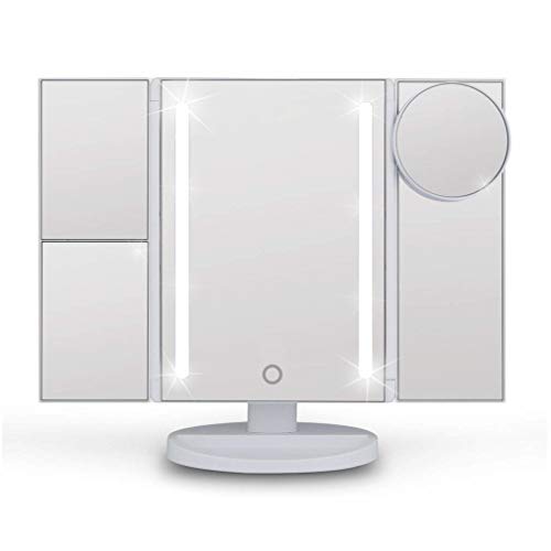 OWLCRAFT Vanity Makeup Mirror with Lights and Magnification - Magnifying Mirrors 2,3,10x, Perfect Addition to Any Makeup Sets & Accessories for Teens or Women, LED Vanity Lights, Trifold