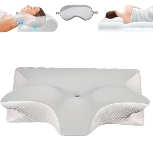 Almohada cervical ergonómica para el dolor de cuello, almohada ortopédica de algodón, 40 x 60 cm, óptima comodidad para dormir y apoyo para un sueño saludable