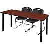 Regency Kee 60 x 24 in. Training Table- Cherry Top, Black Legs & 2 Zeng Chairs- Black