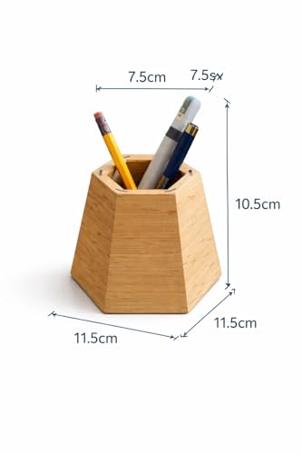 Image of ᵀᴹ Diamond Shaped Wooden Pencil /Pen Holder -Cherry Wood Desk Organizer, Wooden Minimalist Pen Box, Home Office Decor, Gift for Kids (Cherry Wood)