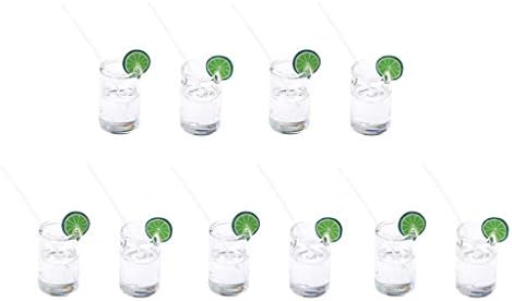 Joysiya 10pcs 1:12 Scale Dollhouse Miniatures Lemon Water Cups Food Drinks Supplies - Green