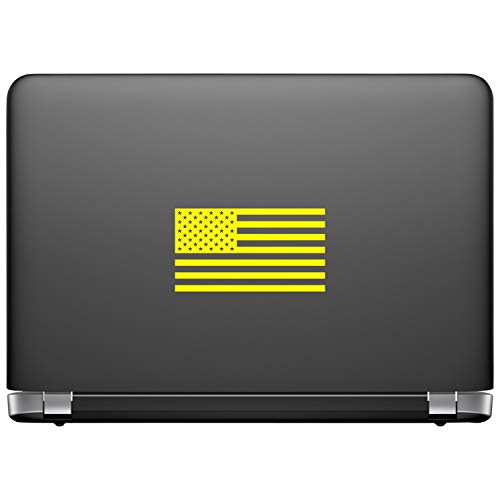 Image of American US Flag [Pick Color /Size] Vinyl Decal Sticker for Laptop /Car /Truck /Window /Bumper (7.5in x 4.2in, Matte Yellow)