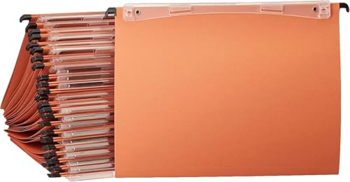 Esselte Kori - Dossiers Suspendus A4 Verticaux, Capacité 100 Feuilles, Fond en V, Entraxe 330 mm, Porte-Étiquette Intégré, Lot de 25, Orange, 10202