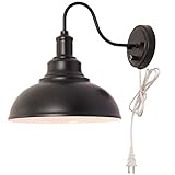 Kingmi Wall Lamp Dimmable Wall Sconce Black Industrial Vintage Farmhouse Wall Sconce Lighting Gooseneck Wall Light Fixture with Plug in Cord and On Off Toggle Switch for Bedroom Nightstand
