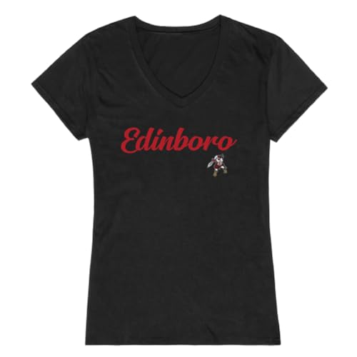 W Republic Edinboro University Fighting Scots Women's Script Tee T-Shirt - Black, Large