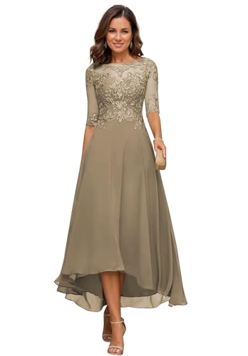 JAEDEN Brautmutterkleider Spitze Abendkleider mit Ärmel Chiffon Festkleid Wadenlang Hochzeitsgast...