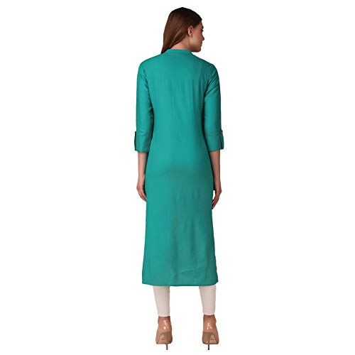 Image of NEW4U Women's Solid Rayon Straight Kurta