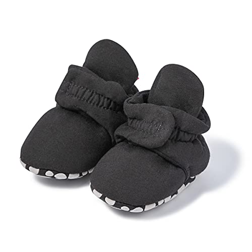 Image of Babelvit Newborn Baby Boy Girl Soft Fleece Booties Stay On Infant Slippers Socks Shoe Non Skid Gripper Toddler First Walkers Winter Ankle Crib Shoes