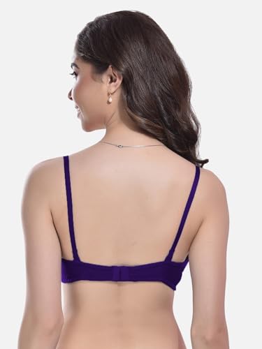 Image of FIMS - Fashion is my style Women Cotton Blend Non-Padded Bra Non-Wired Mould Seamless Cup Solid Bras Cup-B Pack of 1, Multicolor