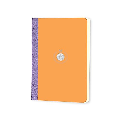 Image of flexbook Smartbook Notebook Ruled Orange | Medium | 13x21cm - A5 (Minus) | 160 pages | 70gsm Fabriano Ivory Paper | Colorful Eco Paper Cover | with Purple linen spine