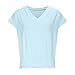 Eyelet Tops for Women Summer V Neck Short Sleeve Shirts Fashion Smocked Waist Crop Blouse Dressy Casual T-Shirt 2026 Blue