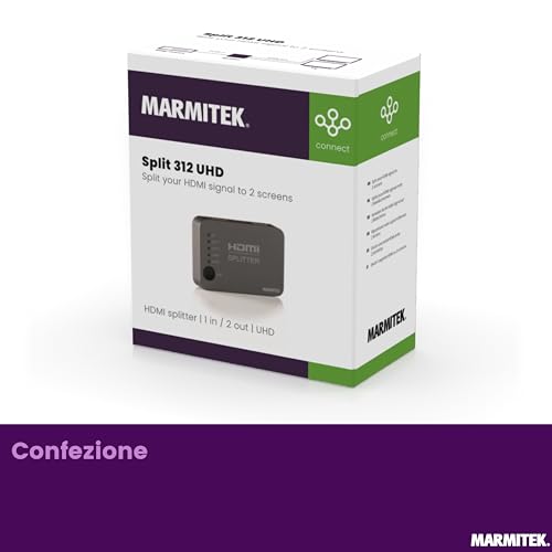 Duplicatore Hdmi 4K60 - Marmitek Split 312 Uhd - 1 Ingresso / 2 Uscite - Ultra Hd - 4K60 - Splitter Hdmi - 3840 X 2160 60Hz - Hdcp 2.2 - Interruttore Edid - Amplificatore Integrato - 6