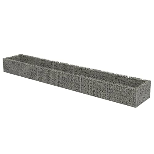 vidaXL Gabion Planter, Galvanized Steel, Large Outdoor Raised Bed for Garden or Patio, High Load Capacity, Sturdy and Weather-Resistant, Silver