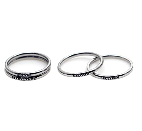 stainless steel rings name - 2mm *Shiny Finish* Stackable Stainless Steel Personalized Custom Stacking Name Ring(s)