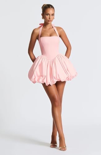 Halter Short Homecoming Dresses for Teens Corset Bubble HOCO Dresses Satin Mini Formal Cocktail Party Gowns3