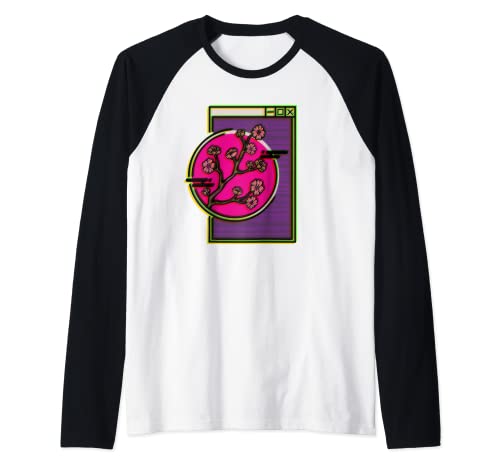 Paravent japonais Y2K 90s Fleurs de cerisier sur paravent pailleté Manche Raglan