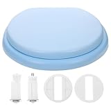 Zerodeko Asiento de Inodoro de Espuma Suave Engrosado, Color Azul Claro, Diseño O/u Compatible, Funda y Junta para Repuesto, Asiento Cómodo y Duradero para Baño Clásico