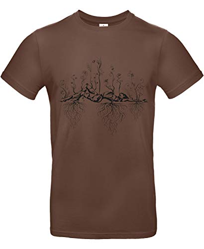 Smilo & Bron T-shirt imprimé pour homme Motif jardin urbain - Marron - X-Large Cover