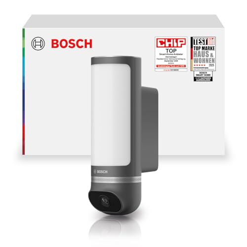 Bosch Smart Home Außenkamera II Überwachungskamera Außen 1080p Full-HD Auflösung mit integrierter Alarmsirene und Design-Leuchte kompatibel mit Amazon Alexa anthrazit