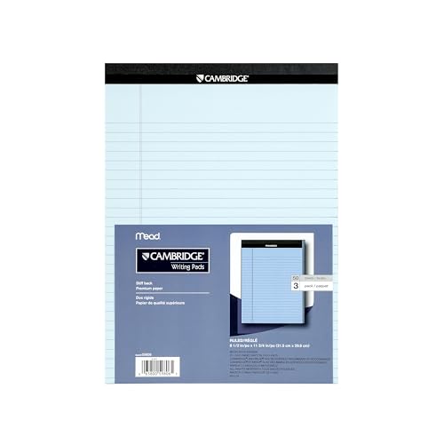 Cambridge Writing Pads, 8.5 X 11 Inches, Letter Size, Wide Ruled, Perforated Sheets, Bue Paper Note Pads, 3-Pack (59806) image 3