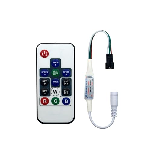 Télécommande 14 touches et contrôleur LED RGB pour ruban adressable WS2812B 5V 12V 24V