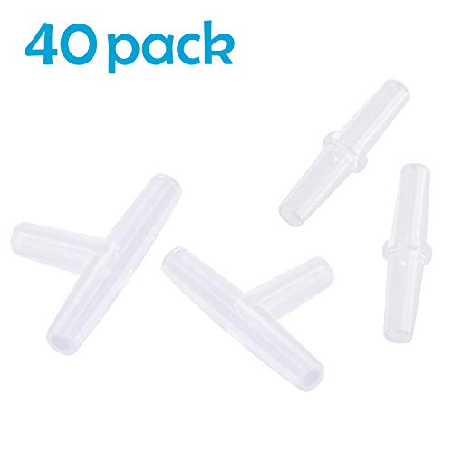 Image of Pawfly 40-Piece Aquarium Air Valve Connector White Plastic Inline Tubing, 3-Way T & Straight Aquarium Airline Tubing Connector