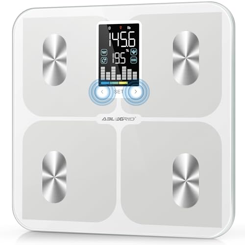 ABLEGRID Smart Bathroom Scale for Body Weight, Digital Body Fat Scale with LED Column Trend Display,BMI,Muscle Mass,Body Type, Accurate Home Weighing Scale for People with APP-Free Mode,400l