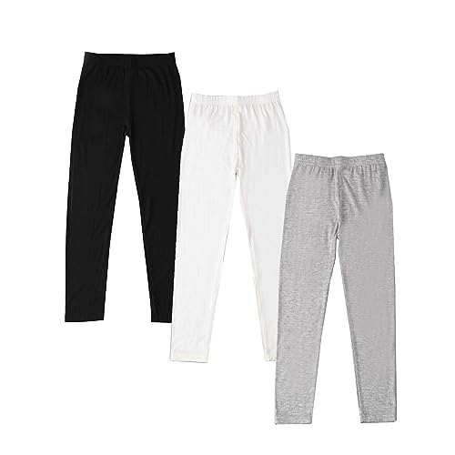 Baby Girls' 3-Pack Leggings Cotton Basic Legging for Kids Fitting Long Pant Girls Leggings Toddler Active Leggings