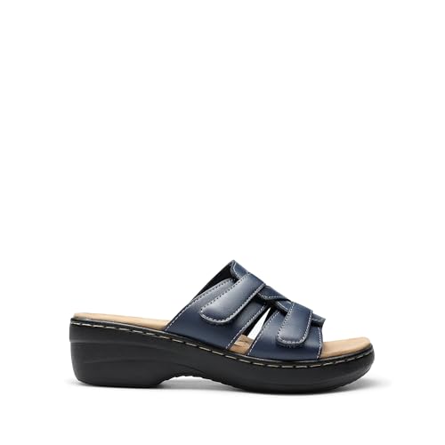 Image of DREAM PAIRS Women Arch Support Slide Sandals Adjustable Straps Slip On Wedge Sandals Casual Comfort Lightweight Flat Slides