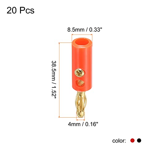 PATIKIL 20 Pack Banana Plugs Connector Screw Type Speaker Banana Plugs 4mm Gold-Plated Alloy Red Black for Speaker Wires Sound Systems - Image 2