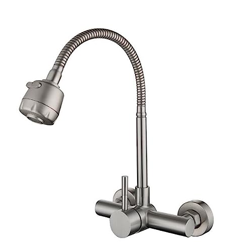 Robinet mural cuisine acier inoxydable mitigeur évier brossé