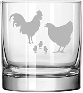 11 oz Rocks Whiskey Highball Glass Chicken Family