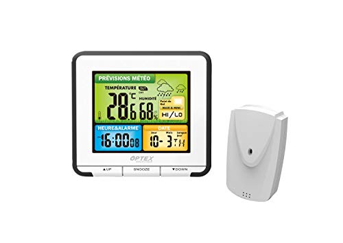 OPTEX - STATION METEO TACTILE COULEUR,Température int. Ext,Humidité,Prévisions météo,Rétroéclairage Cover